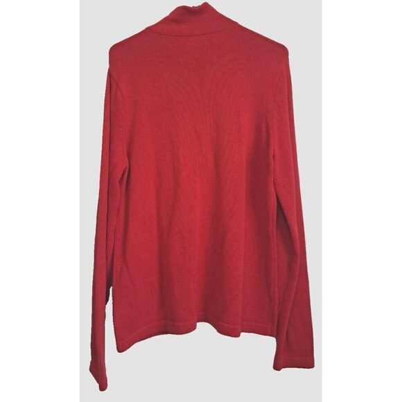 Chaps Women's XL Red Long Sleeve Cotton Sweater Gold Buttons Collared - Picture 3 of 8